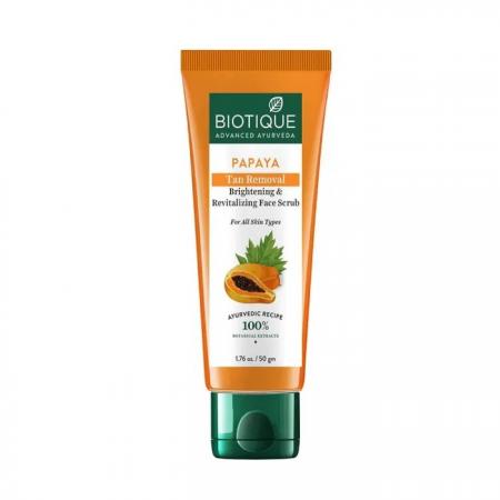 Восстанавливающий скраб для лица с мякотью и семянами папайи (PAPAYA Tan Removal & Revitalizing Face Scrub) Biotique | Биотик 50г