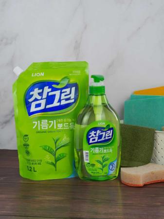 Жидкость для мытья посуды с ароматом зеленого чая LION | ЛИОН 1.2л