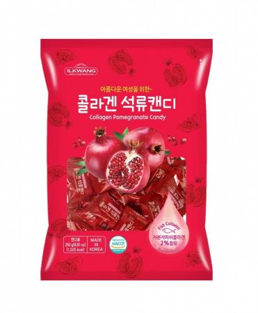 ILKWANG Collagen Pomegranate Candy Карамель леденцовая с коллагеном и соком граната 250г