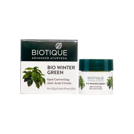 Крем для лица против прыщей и угрей (Bio Winter Green cream) Biotique | Биотик 15г