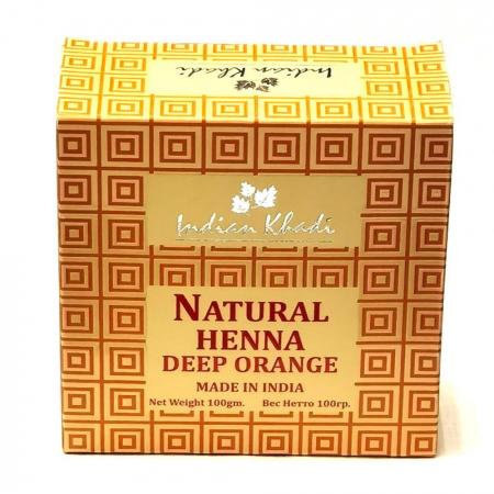 Натуральная Хна Темно-Оранжевый Natural Heena Deep Orange Indian Khadi | Индиан Кади 100г
