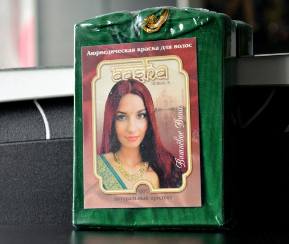 Травяная краска для волос на основе индийской хны цвет черный ааша