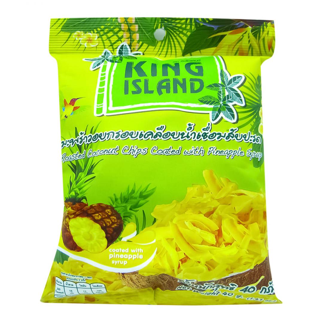 Кокосовые чипсы с ананасом (coconut chips) King Island | Кинг Айлэнд 40г