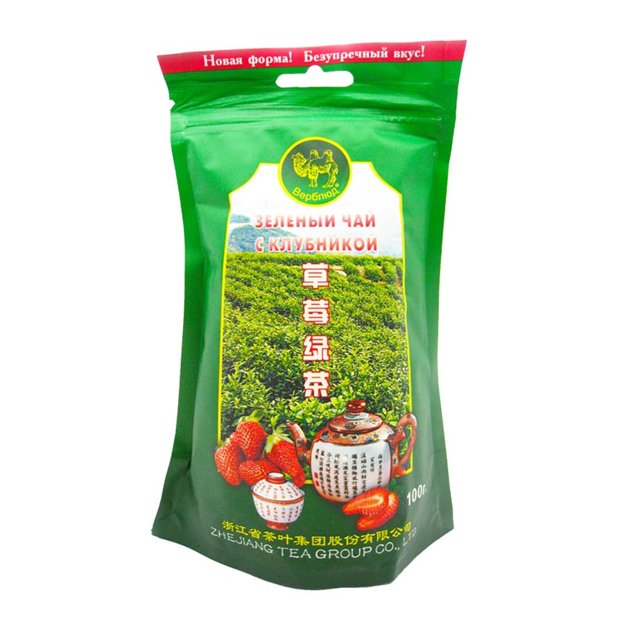 Зеленый чай с клубникой (green tea) Верблюд 100г