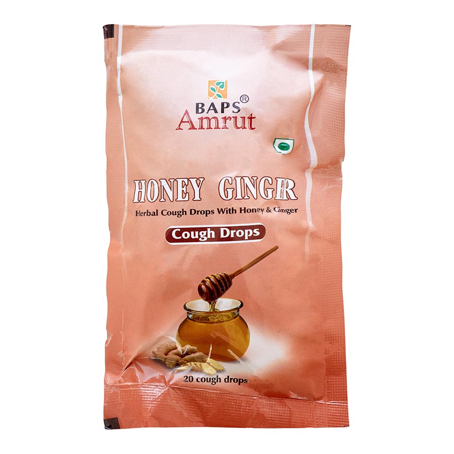 Леденцы от кашля Мед & Имбирь (Honey & Ginger Cough Drops) Baps Amrut | Бапс Амрут 20шт