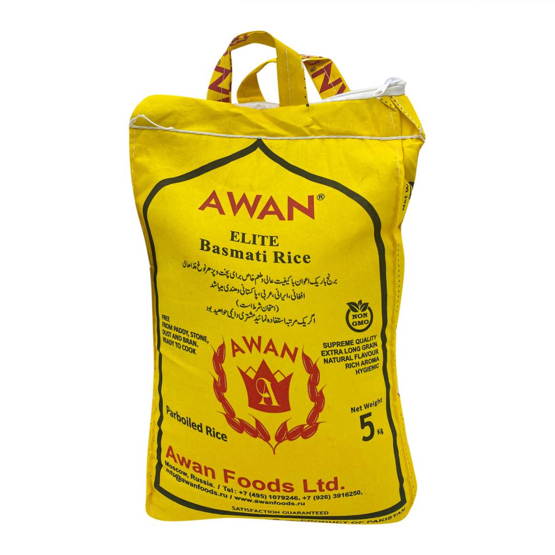 Пропаренный рис Басмати (basmati rice) Elite Awan | Аван 5кг
