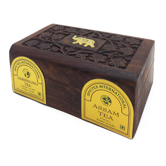 Чай Ассам и Дарджилинг черный в деревянной коробке (assam and dargeeling tea) Bharat Bazaar | Бхарат Базар 100г