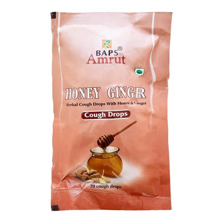 Леденцы от кашля Мед & Имбирь (Honey & Ginger Cough Drops) Baps Amrut | Бапс Амрут 20шт-1
