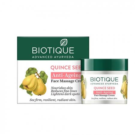 Антивозрастной массажный крем для лица с шафраном с семянами айвы QUINCE SEED Anti-Ageing Face Massage Cream Biotique | Биотик 50г-1