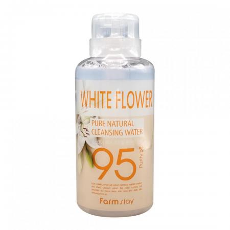 Очищающая вода для лица с экстрактами белых цветов (Pure natural cleansing water white flower) Farm Stay | Фарм Стэй 500мл-1