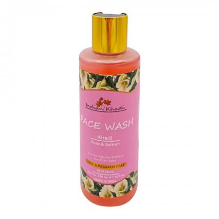 Гель для умывания с розой и шафраном (face wash gel) Indian Khadi | Индиан Кади 210мл-1