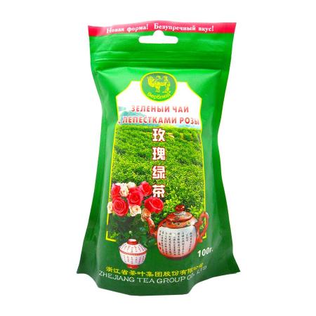 Зеленый чай с лепестками розы (green tea) Верблюд 100г-1