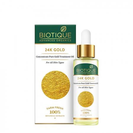 Концентрированное масло для лица с золотом 24К Advanced Organics 24K Gold Concentrate Pure Gold Treatment Oil Biotique | Биотик 30мл-1