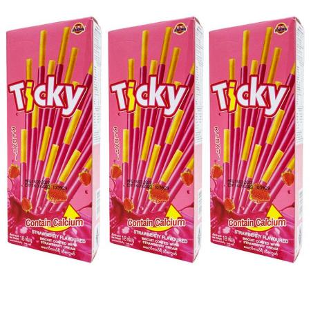 Бисквитные палочки Ticky покрытые клубничным кремом Uni Firms | Юни Фирмы 18г-1