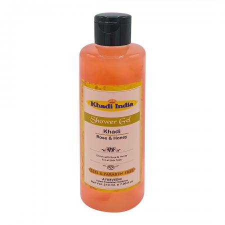 Гель для душа с маслом розы и мёдом (shower gel) Khadi India | Кади Индиа 210мл-2
