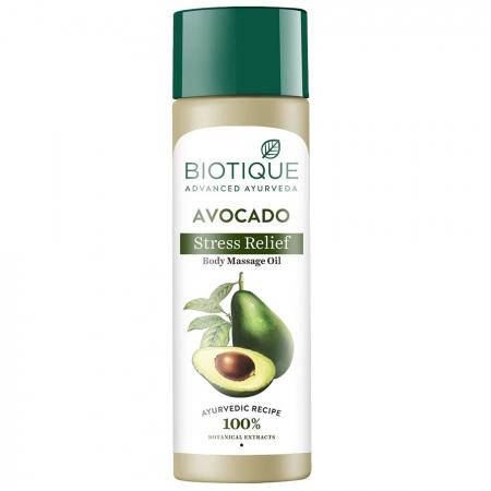 Расслабляющее массажное масло для тела с авокадо Avocado Stress Relief Body Massage Oil Biotique | Биотик 200мл-1