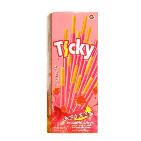Бисквитные палочки Ticky покрытые кремом из легкого клубничного йогурта Uni Firms | Юни Фирмы 20г-1