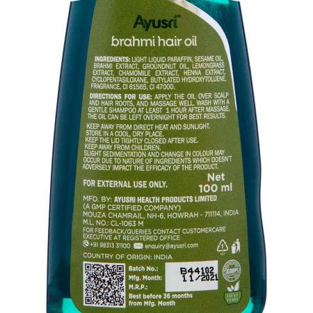 Масло для волос Брами Herbal Hair Oil Brahmi Ayusri | Аюсри 100 мл-4