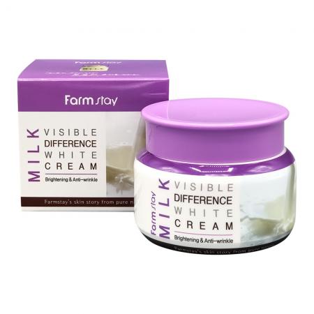 Осветляющий крем для лица с молочными протеинами (Milk visible difference white cream) Farm Stay | Фарм Стэй 100г-1