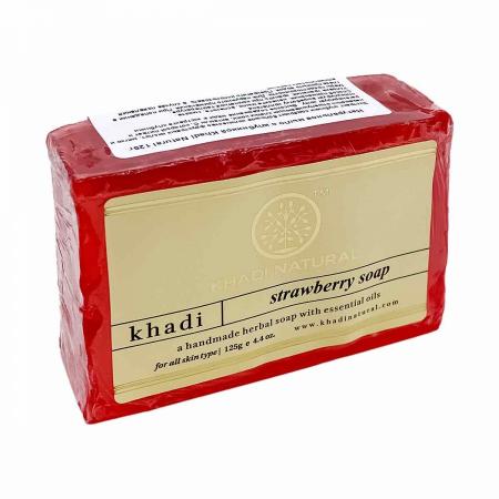 Мыло ручной работы с клубникой и эфирными маслами Khadi Natural | Кади Нэчерал 125мл-1