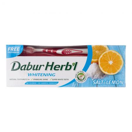 Dabur Toothpaste Salt and Lemon with Toothbrush Зубная паста (соль и лимон с зубной щеткой) 150г-1