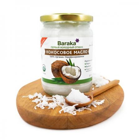 Органическое кокосовое масло (organic coconut oil) в стеклянной банке Baraka | Барака 500мл-2