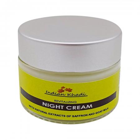Восстанавливающий крем для лица ночной с шафраном и козьим молоком (night cream) Indian Khadi | Индиан Кади 50г-1