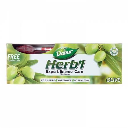 Dabur Toothpaste Dabur Herb'l Olive Зубная паста (с экстрактом оливы) с зубной щеткой 150г-1
