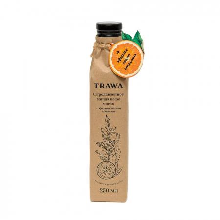 Масло миндальное сыродавленное с эфирами апельсина бутылка TRAWA | ТРАВА 250мл-1