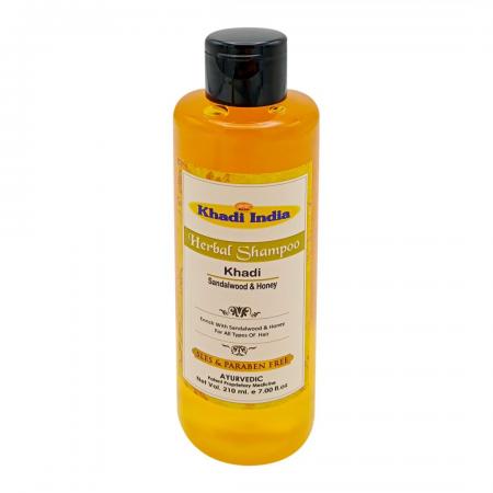 Травяной шампунь для волос Сандал и мёд (shampoo) Khadi India | Кади Индиа 210мл-1