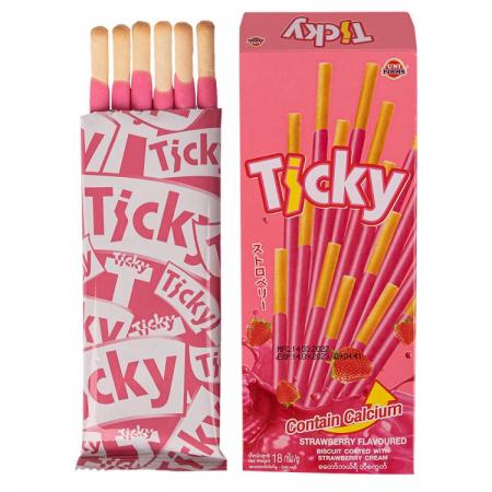 Бисквитные палочки Ticky покрытые клубничным кремом Uni Firms | Юни Фирмы 18г