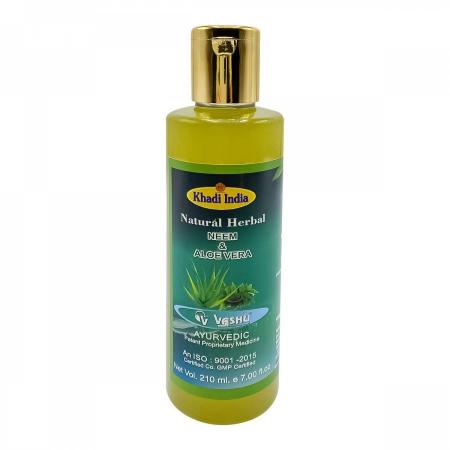 Травяной шампунь против перхоти Ним и алоэ вера (shampoo) Khadi India | Кади Индиа 210мл-1