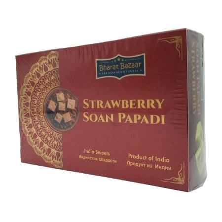 Сладость Соан Папади (Soan Papadi Strawberry) со вкусом клубники Bharat Bazaar | Бхарат Базар 250г-1