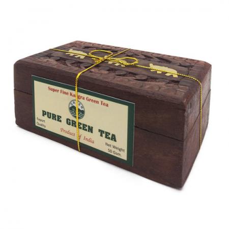Зеленый чай в деревянной коробке (green tea) Bharat Bazaar | Бхарат Базар 50г-1