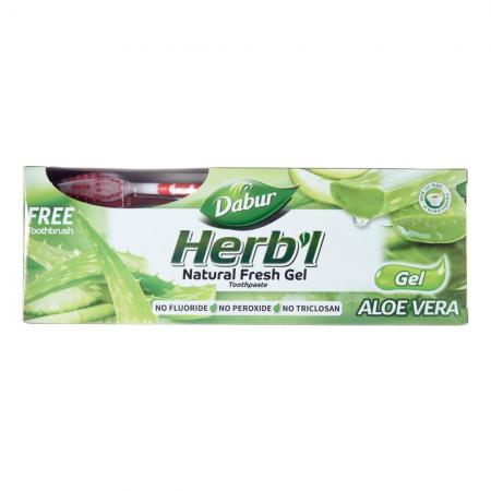 Dabur Toothpaste Dabur Herb'l Aloe Vera Зубная паста (с экстрактом алое) с зубной щеткой 150г-1