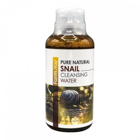 Очищающая вода для лица с муцином улитки (Pure natural snail cleansing water) Farm Stay | Фарм Стэй 500мл-1