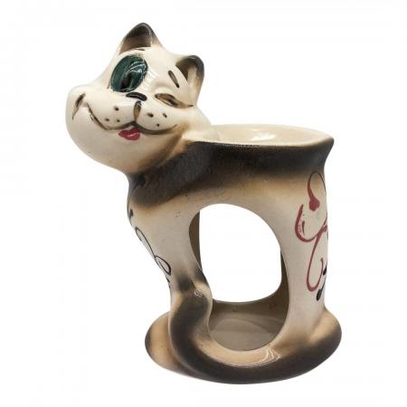 Аромалампа для эфирных масел «Кот с сердечком» керамика-1