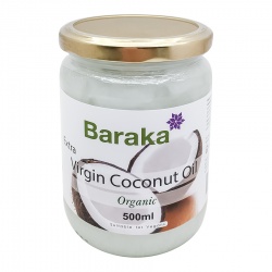 Органическое кокосовое масло (organic coconut oil) в стеклянной банке Baraka | Барака 500мл