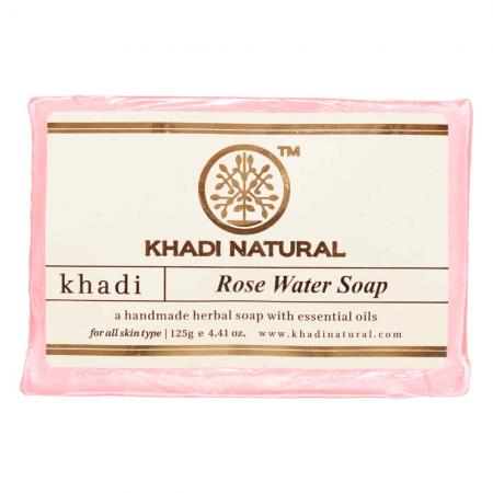 KHADI NATURAL Натуральное мыло ручной работы с розовой водой | ROSE WATER SOAP 125г