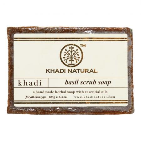 KHADI NATURAL Натуральное мыло-скраб ручной работы с базиликом | BASIL SCRUB SOAP 125г