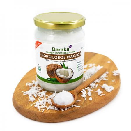 Органическое кокосовое масло (organic coconut oil) в стеклянной банке Baraka | Барака 500мл-3